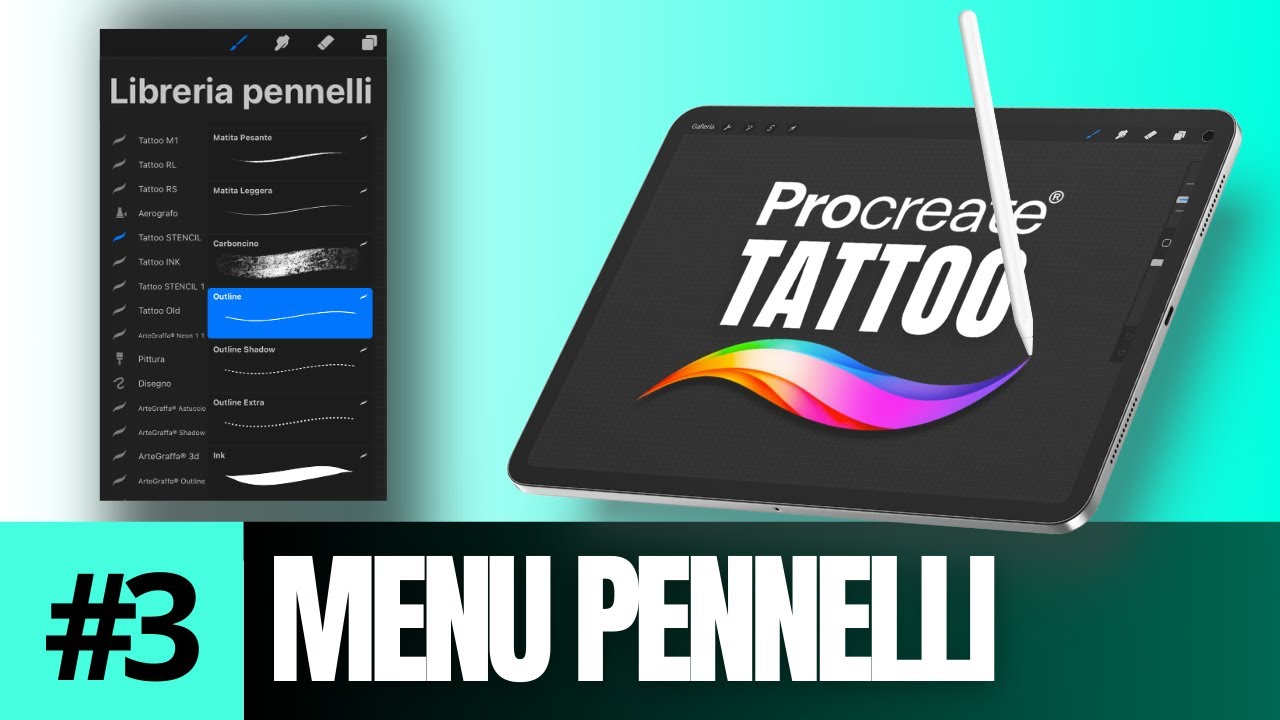 Come usare la LIBRERIA PENNELLI SFUMINO GOMMA Procreate - Corso Procreate Tattoo - Tutorial Completo