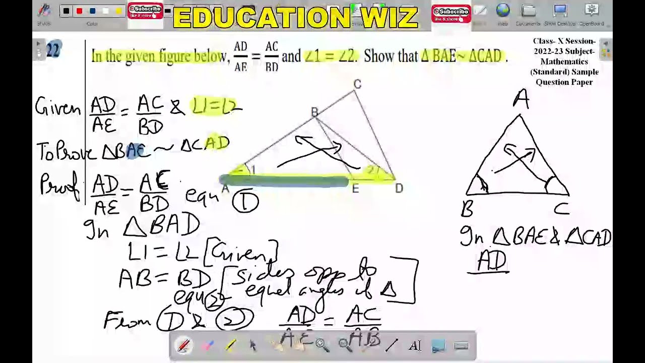 In the given figure, AD/AE=AC/BD and angle 1 = angle 2. Show that triangle BAE is similar to triang