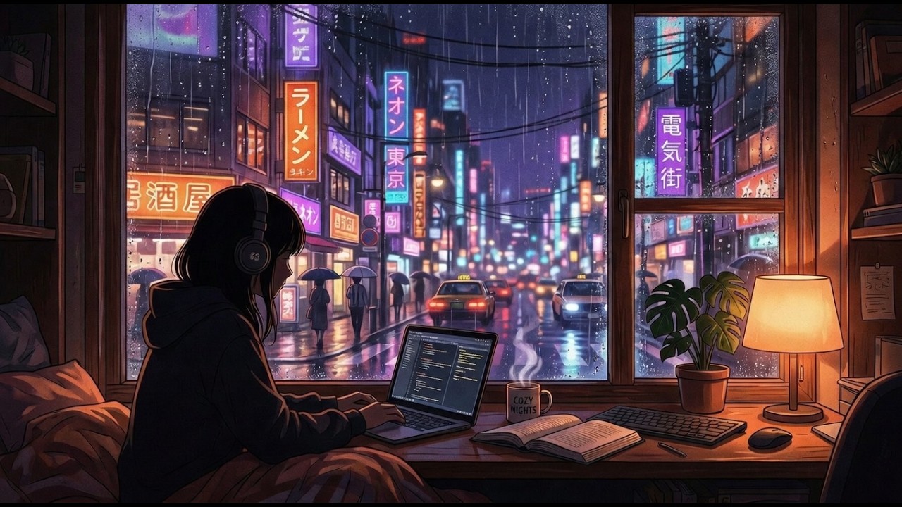 Rainy Tokyo Night 🌧️ Neon Lo Fi Hip Hop Beats to Focus, Work, Study & Concentration | Japanese Rain