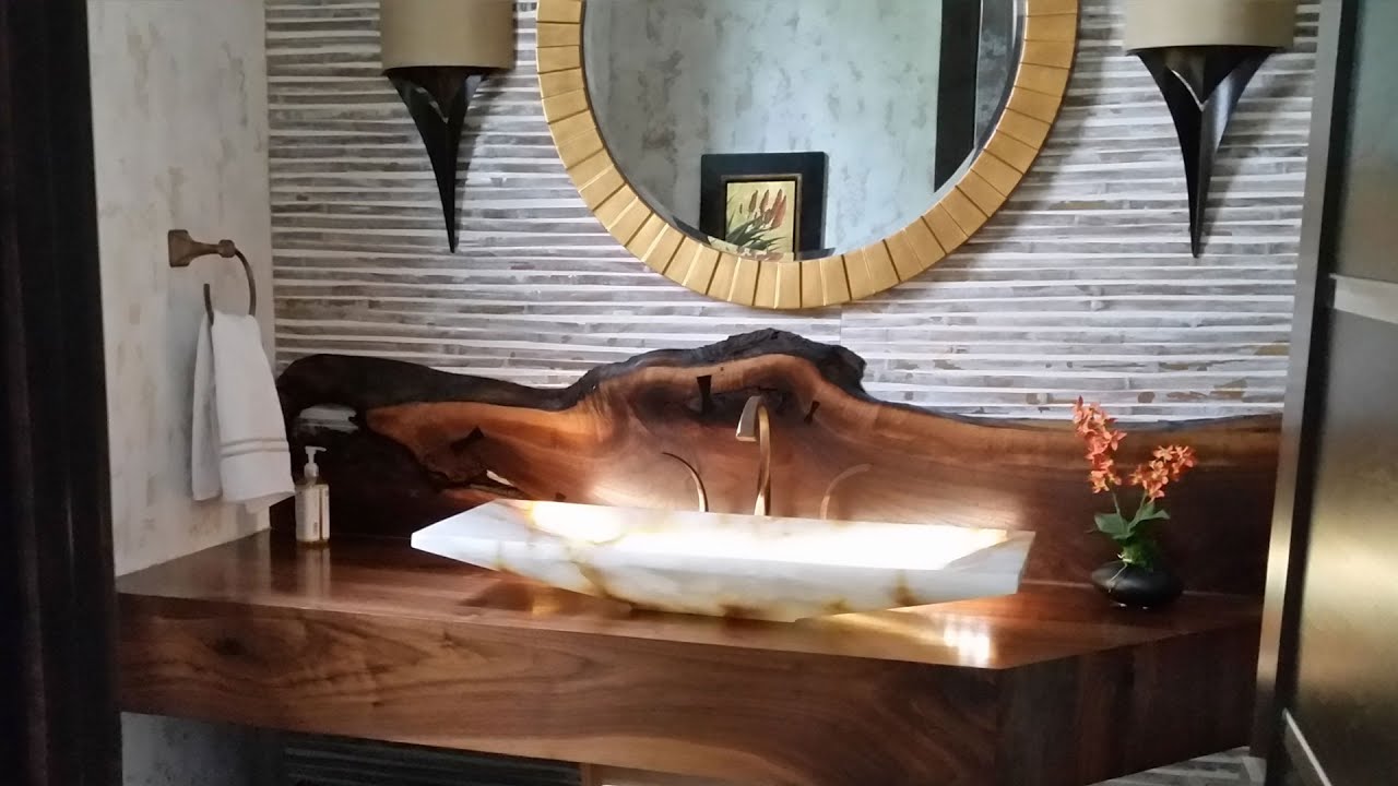 How to Build a Walnut Vanity with Live Edge Backsplash and Inlays