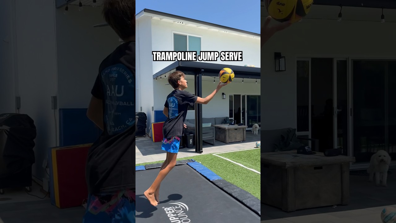 Backyard Volleyball Net with a Trampoline!