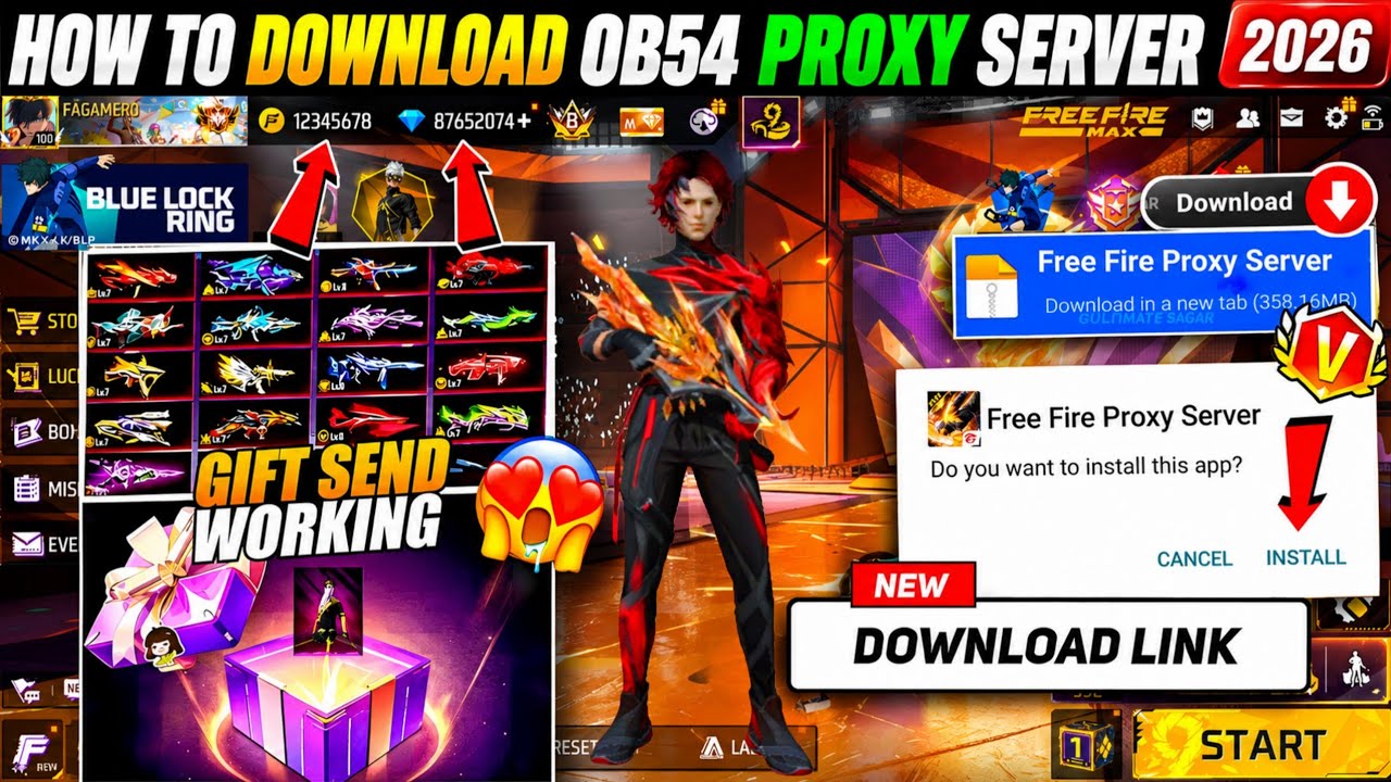 HOW TO DOWNLOAD PROXY SERVER IN FREE FIRE, HOW TO USE PROXY SERVER IN FREE FIRE, VIP PROXY SERVER