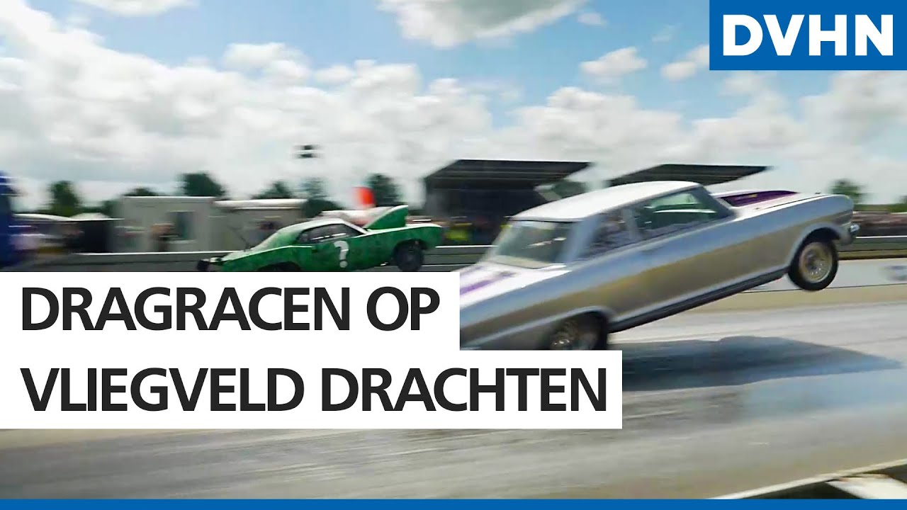 Jetcar met meer dan 15.000 pk blaast over het vliegveld in Drachten.