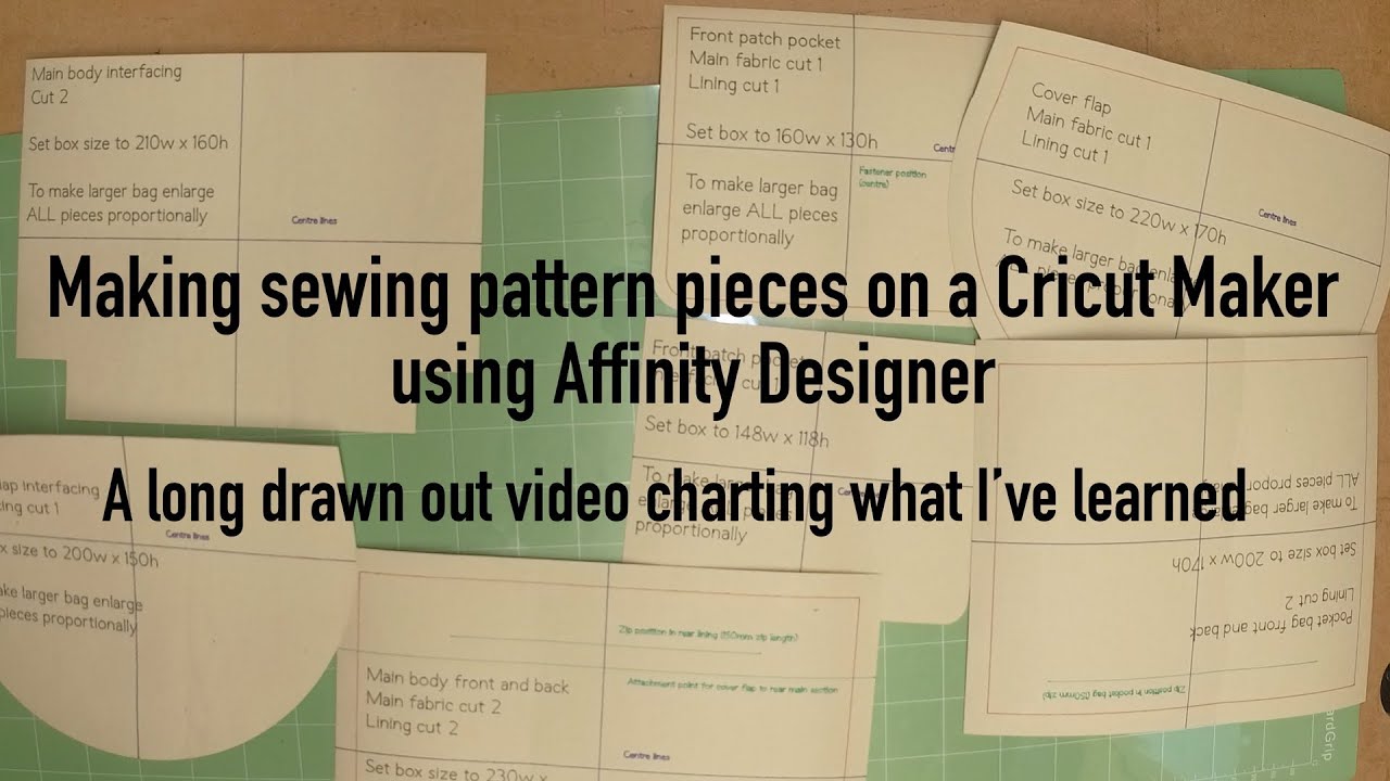 Making bag sewing pattern pieces on a Cricut Maker 3 using Affinity Designer