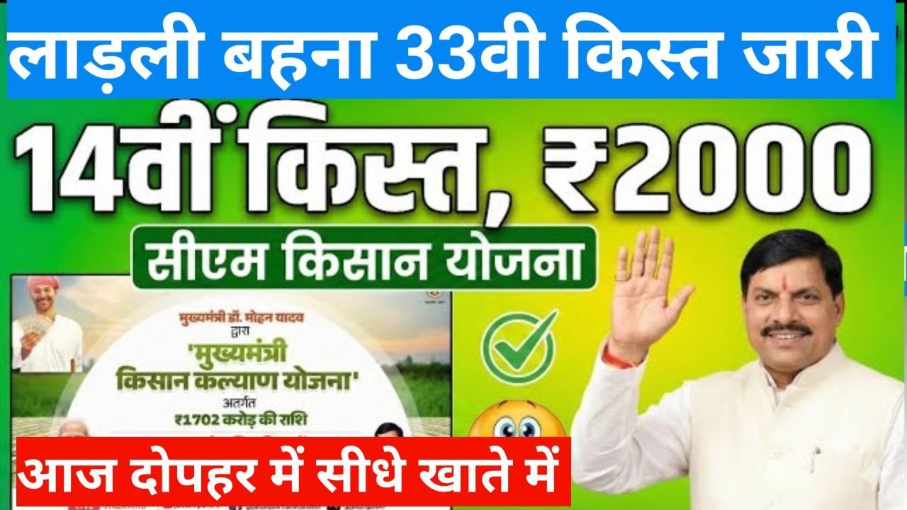 CM Kisan Kalyad 14vi Kist Kab dalegi | फाइनल तारीख घोषित | 83 लाख किसानों को ₹2000,2000 मिलेंगे