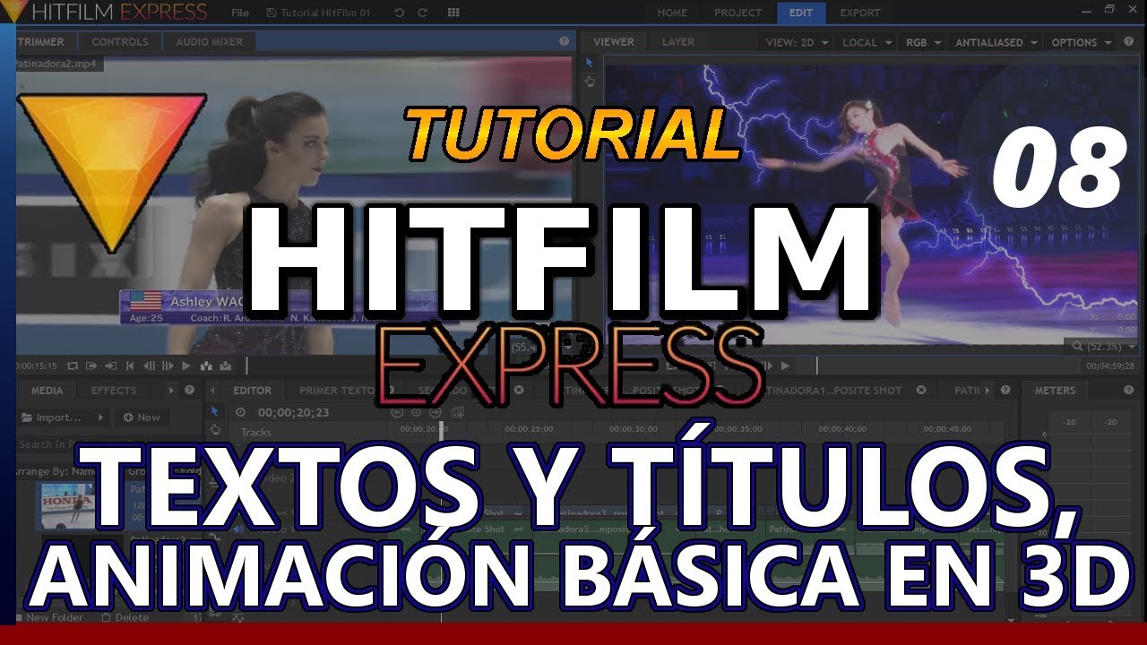 HITFILM EXPRESS Tutorial 08: EFECTOS DE TEXTO Y TÍTULOS, BÁSICO animación 3D en español