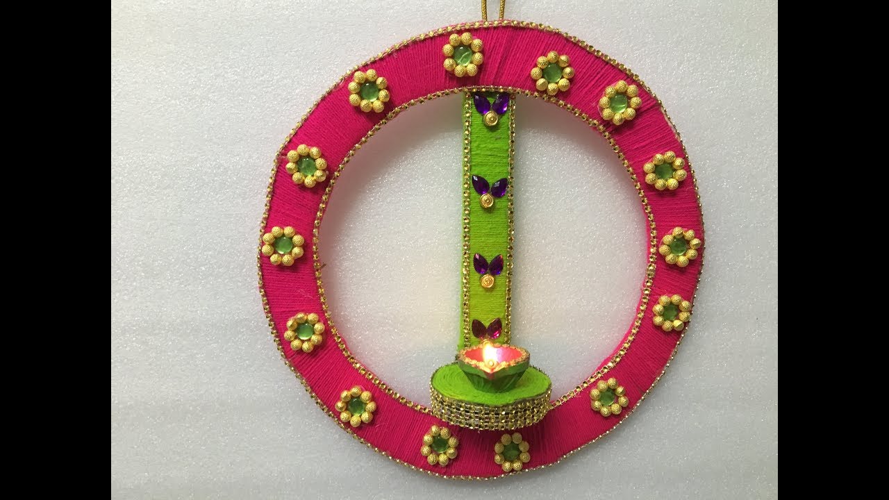 Diwali Series #1 | Woolen Craft Ideas | Wall Hanging Diya Making | Diwali Decorations Ideas | DIY