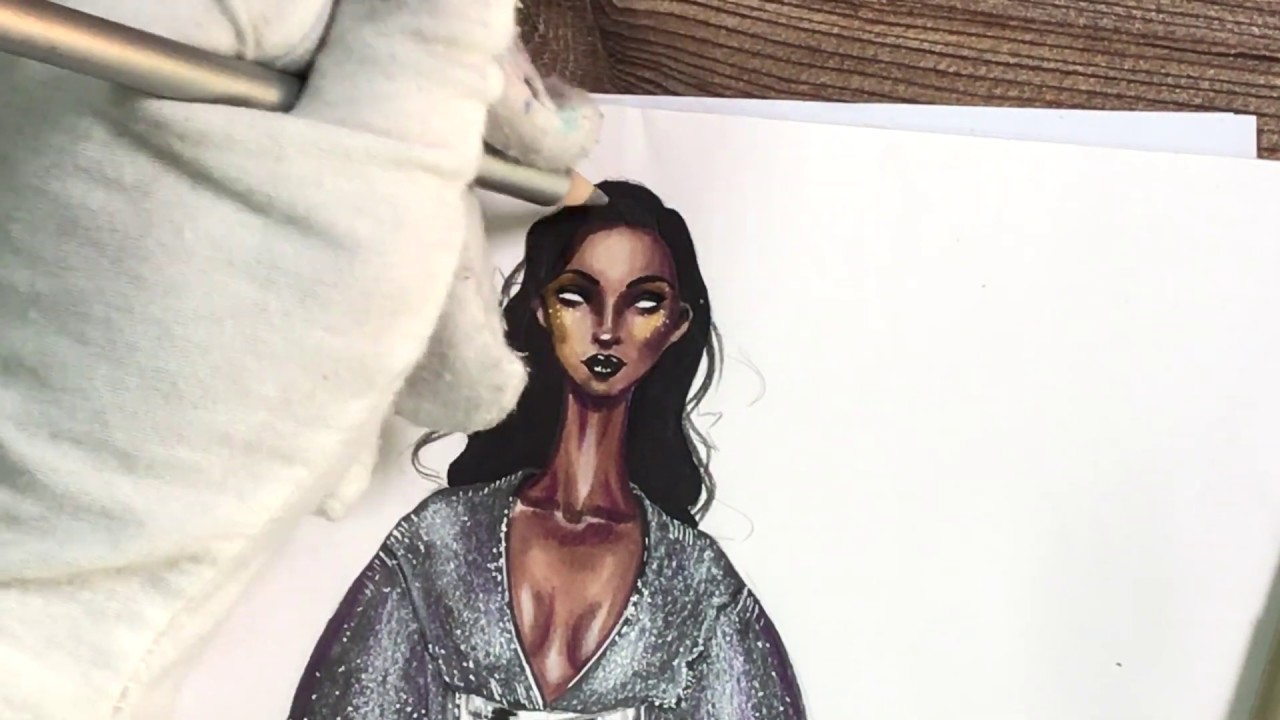 Fashion Marker Drawing: Shimmery Silver Texture (Balmain Inspired)