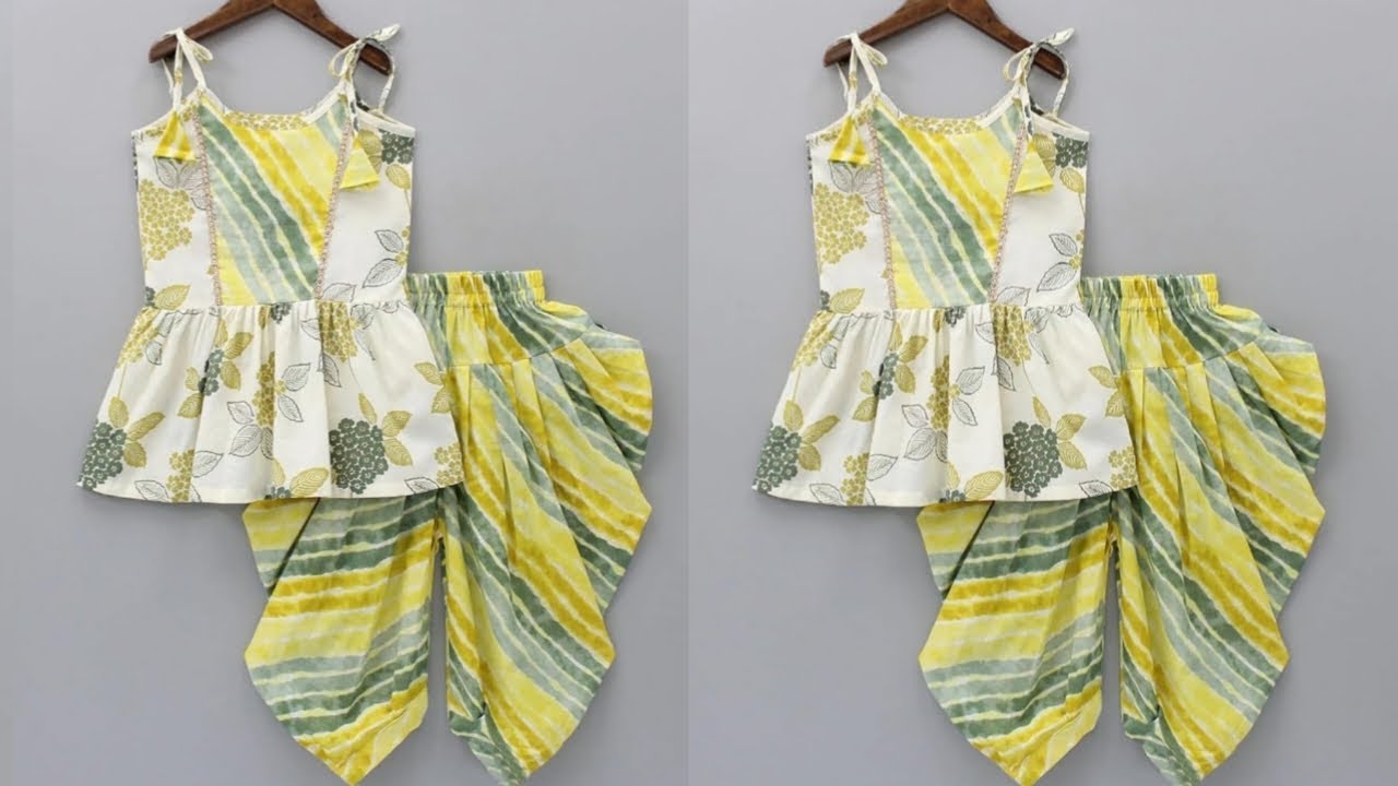 Kids top and Dhoti cutting and stitching/4 to 5 year baby girl top with Dhoti Salwar