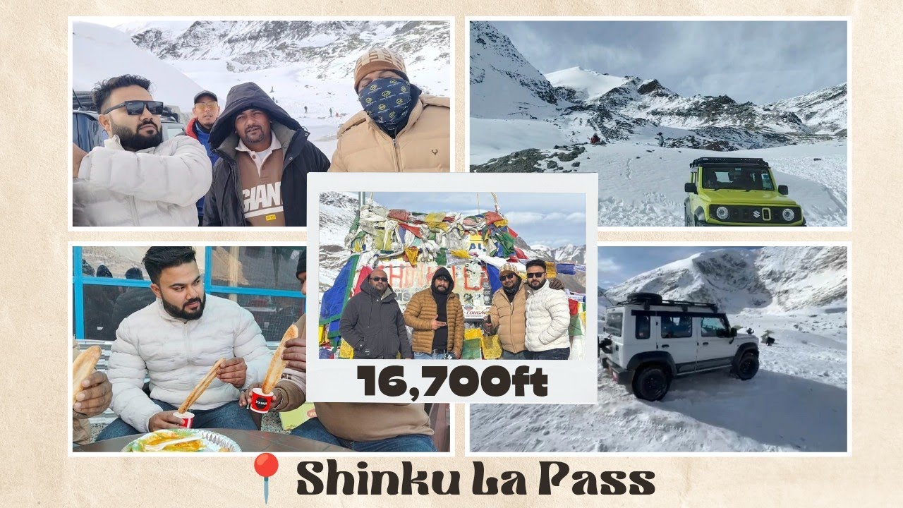 📍 Shinku La Pass 16,700 ft per jakar 4×4 cars bhi fail hogyi😳