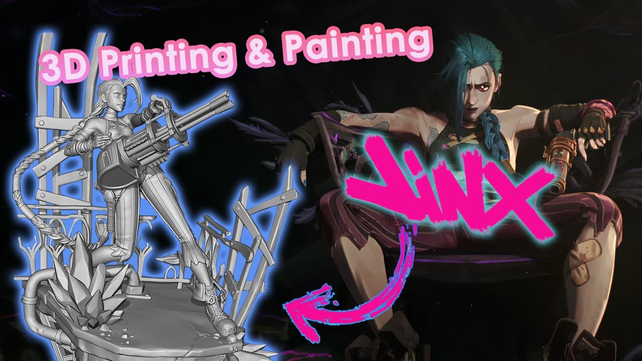 3D Printing & Painting the craziest Jinx [Powder] 🤪🔫 Model  from Arcane 🎆 | League of Legends