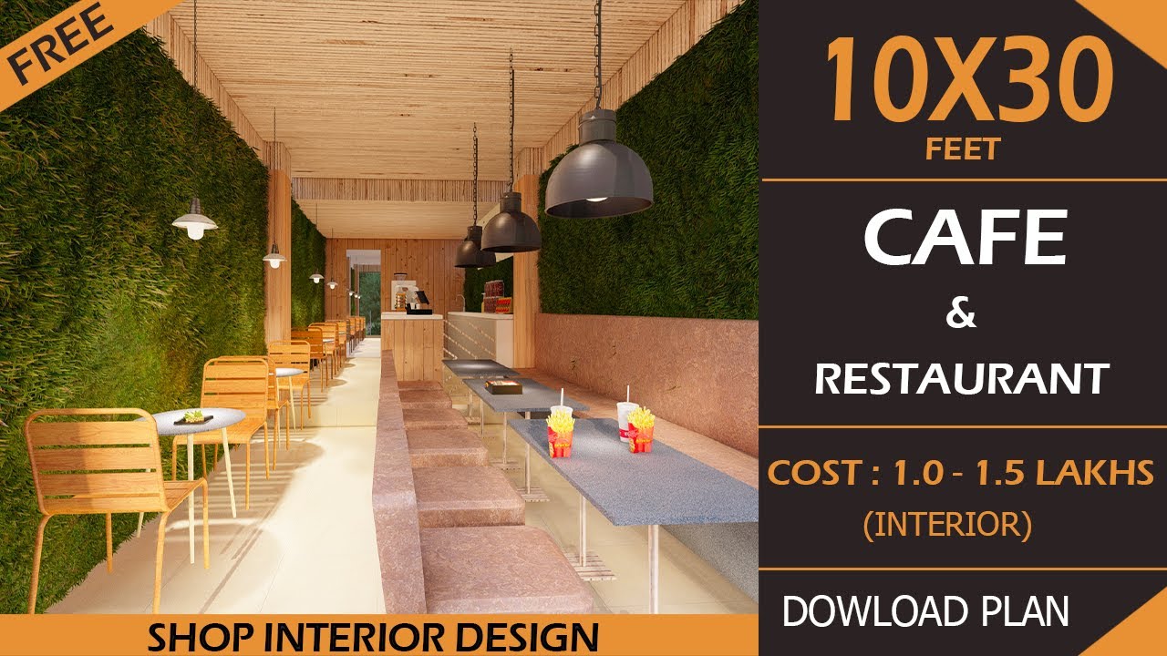 10x30 Cafe Shop | Pizza shop | Best Cafe Design  | coffee shop interior design | Green Themed Cafe