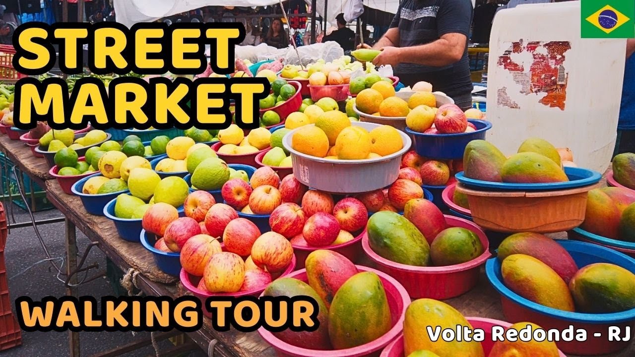 4K Walking Through a Sunday STREET MARKET | WALKING TOUR ᴮᴿ