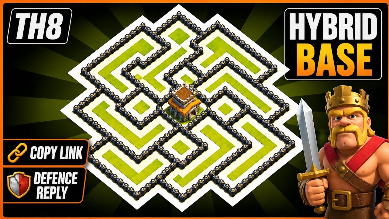 Town Hall Hybrid Base With Deadly Traps 💀 Best TH 8 Base Link | Anti Everything 🔥|Clash of Clans 