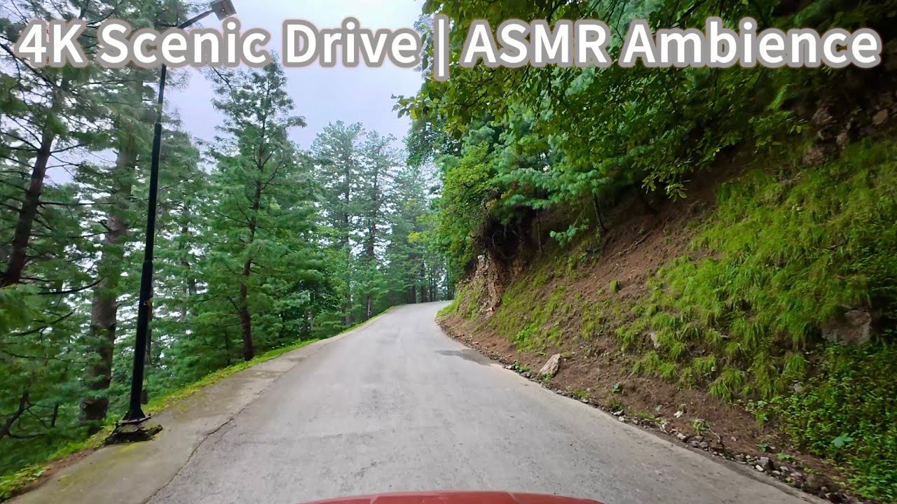 Scenic Mountain Drive 4K | ASMR Wind & Road Ambience (Ayubia to Barian, Pakistan)