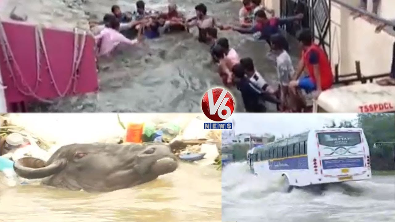 Rain Effect :  Streets Flooded In Hyderabad | V6 News