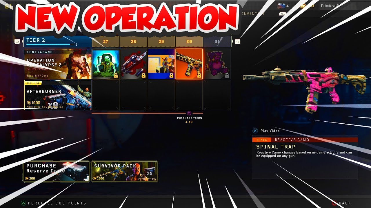ALL 60 TIERS IN BLACK MARKET OPERATION APOCALYPSE Z SURVIVORS SHOWCASE! BO4 UPDATE 1.22 BLACK MARKET