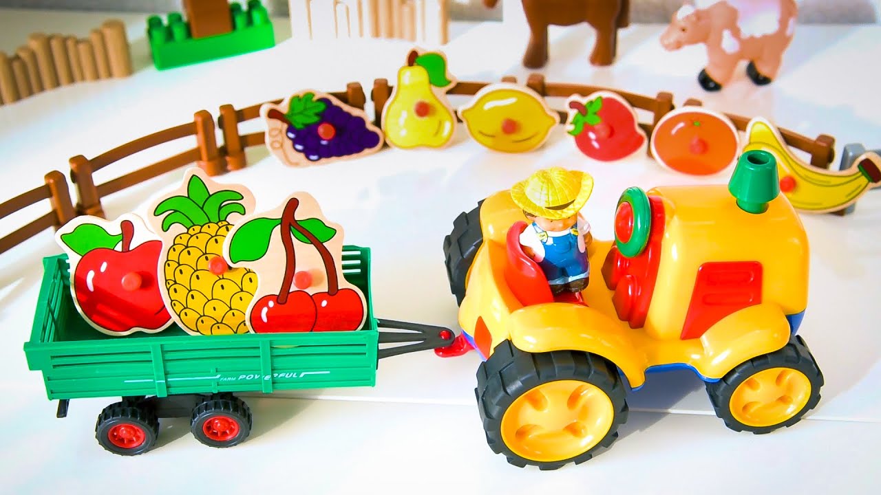 Learn fruits puzzle with a fanny tractor