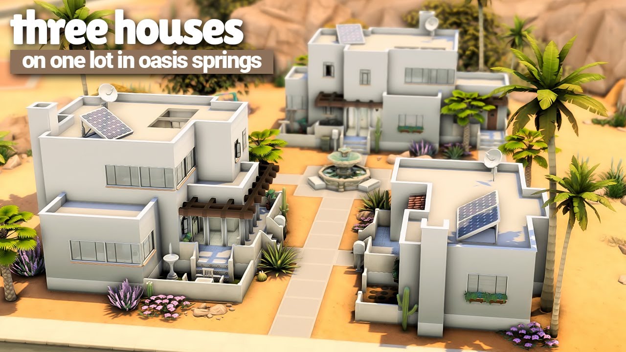 3 ADOBE HOUSES, 1 LOT 🌵 The Sims 4 Save File Speed Build | No CC