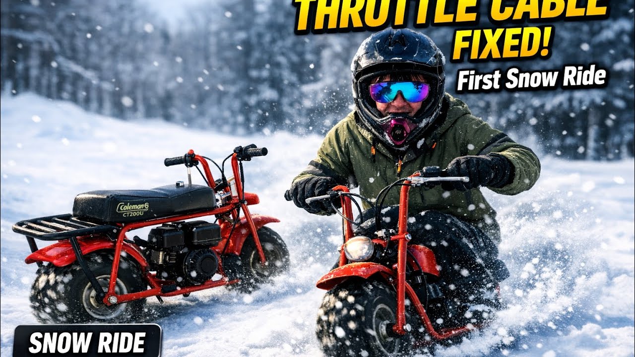 Mini bike vs snow and ice multiple crashes