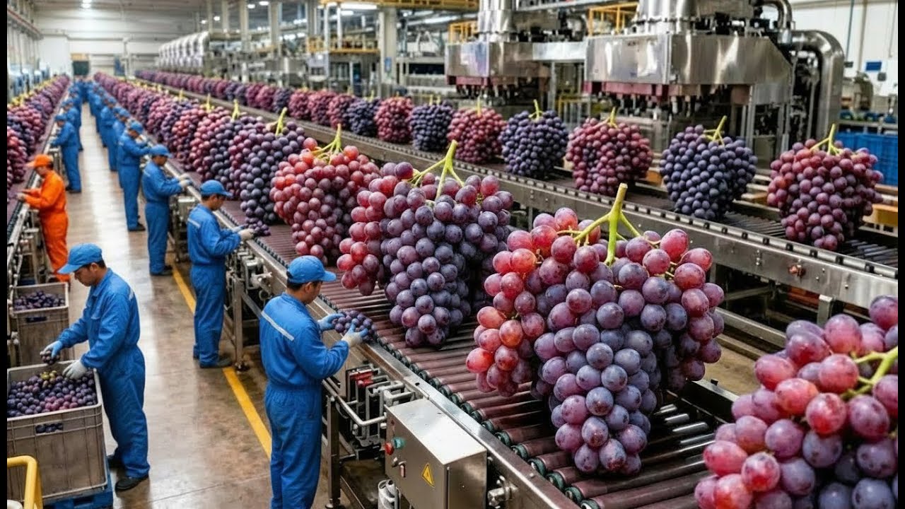 Inside the Massive Grape processing Plant: Industrial Juice Extraction