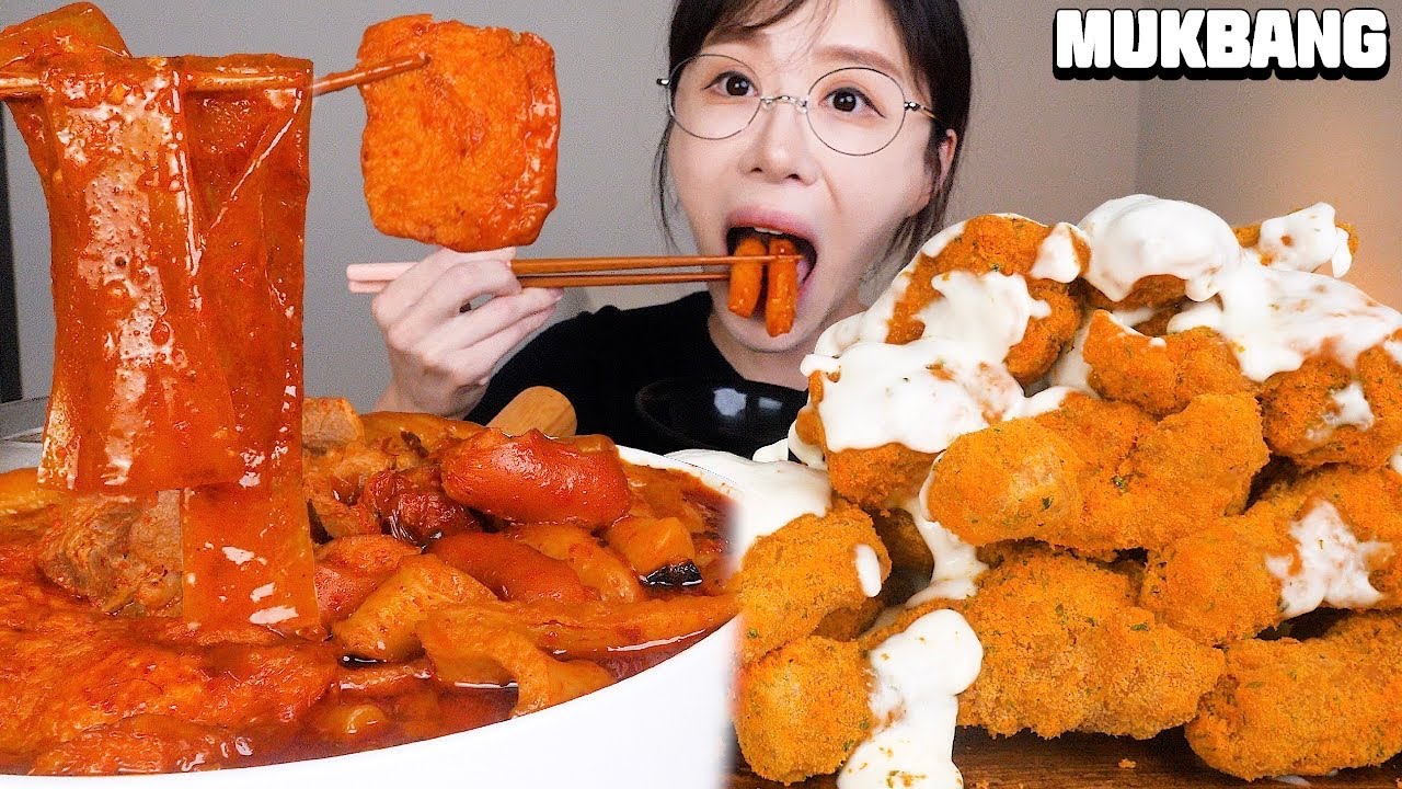입이 얼얼한 마라엽기떡볶이!!! 뿌링소스 가득 뿌린 뿌링클치킨과 먹방❤️ Spicy mala tteokbokki, Korean fried chicken Mukbang