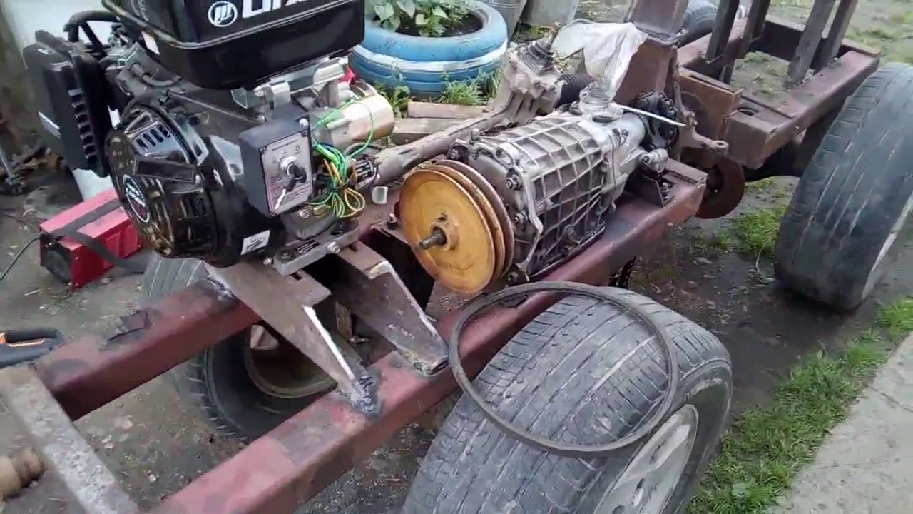 Переломка минитрактор 4х4, установка коробки, двигателя, рулевое.