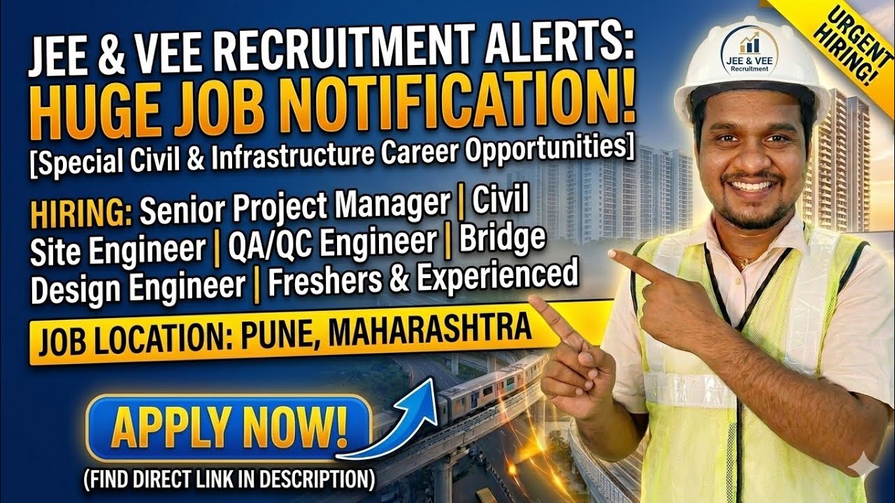 📢📢 JE & VEE Recruitment Alert | Apply Now for HR, Sales, Site & Finance Roles #job #civilengineering