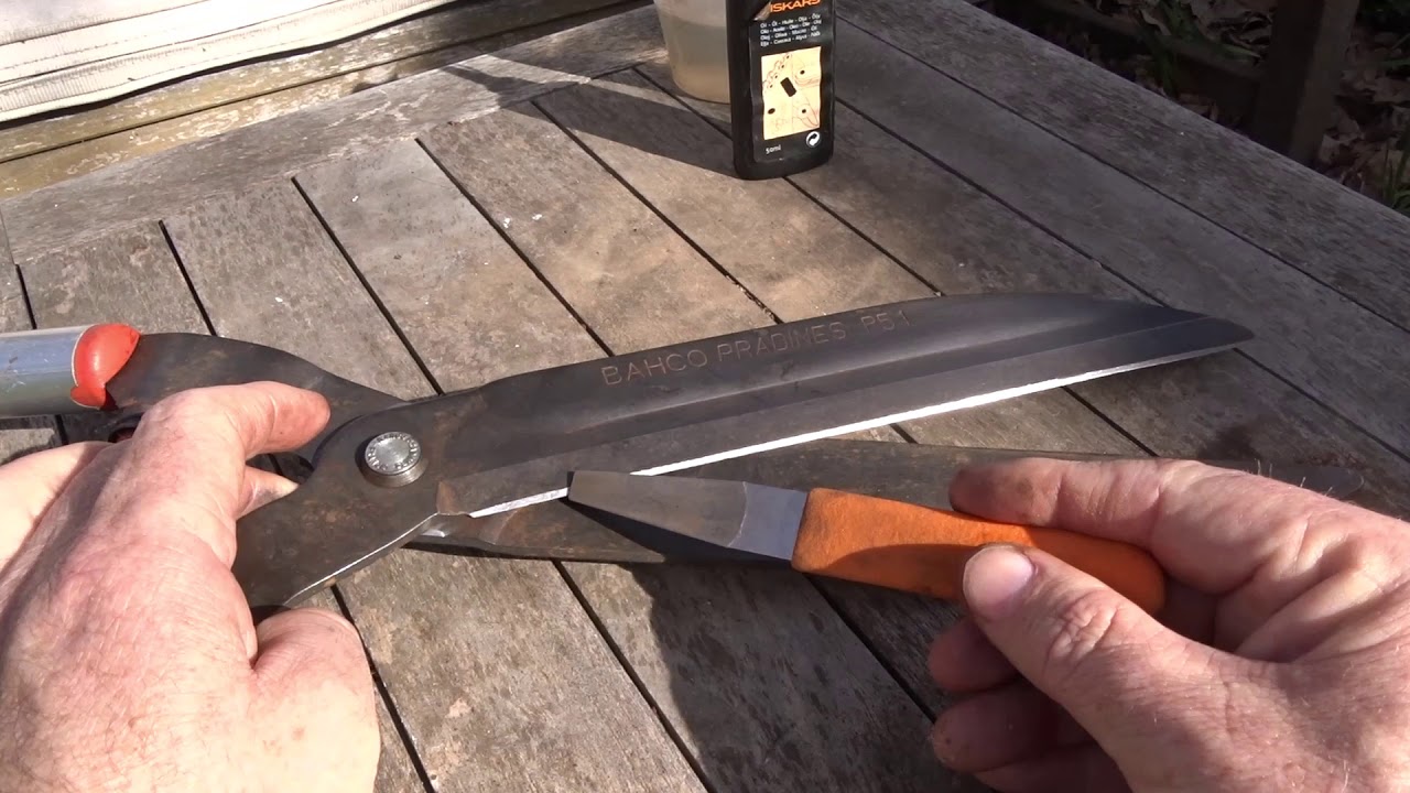 Sharpening and maintaining hedging shears