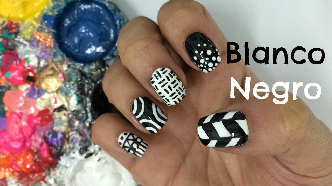 Decoracion de uñas Blanco y Negro - Black and White Nail Art