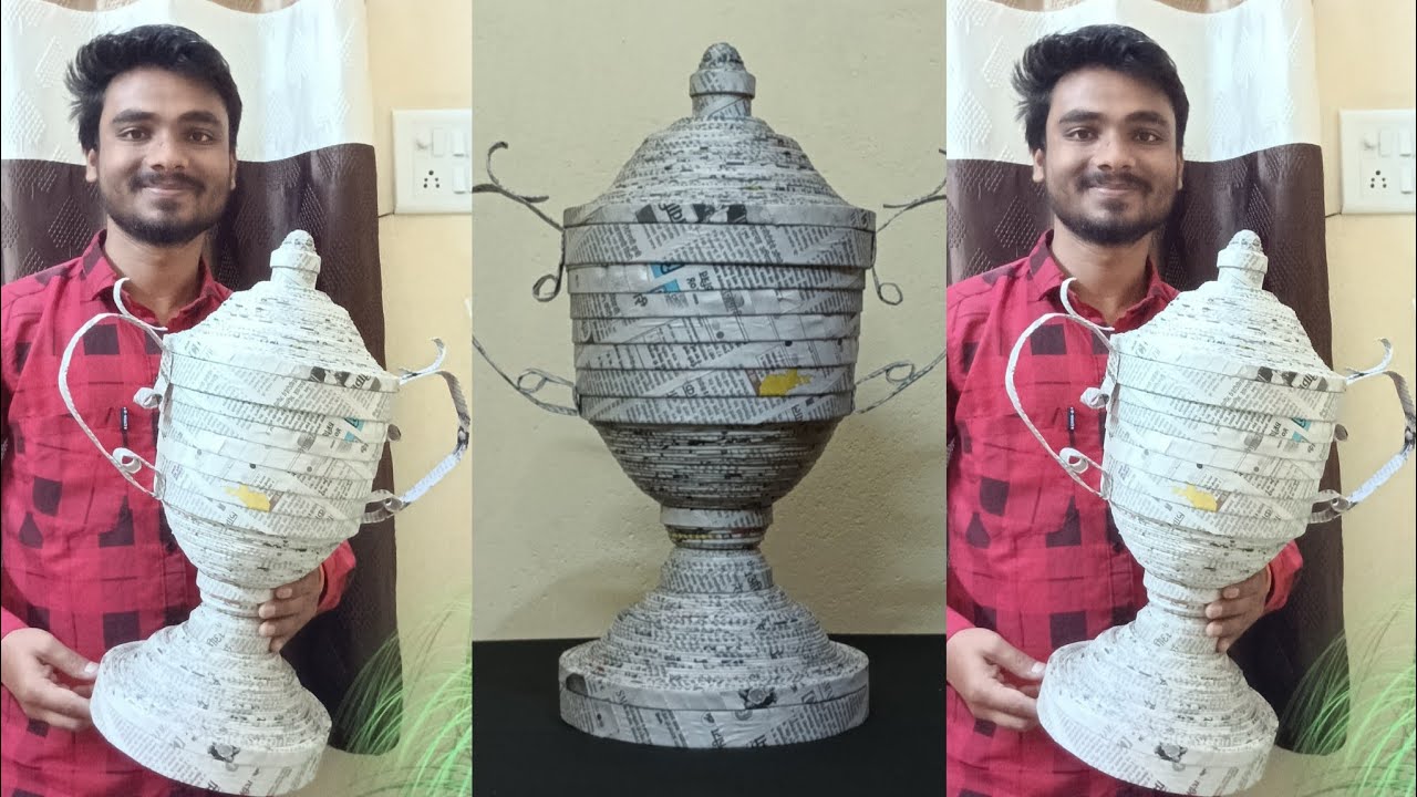 Newspaper IPL trophy | how to make a paper trophy | newspaper craft ideas