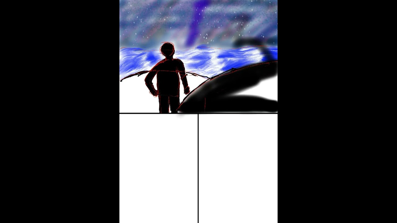 Abstract comic scene, mc is alone and thinking deeply 