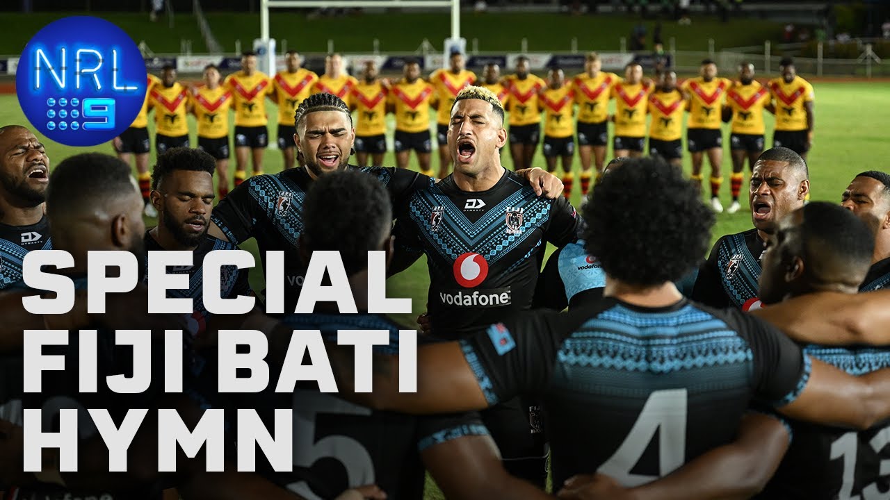 All the emotions of Fiji Bati’s Pre Match Hymn: 2024 Pacific Championships | NRL on Nine