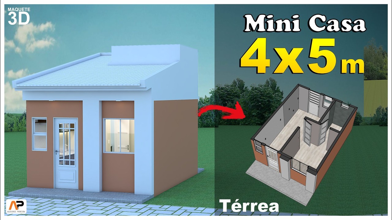 Mini casa t&eacute;rrea 4x5 metros - A melhor planta para esse tamanho!