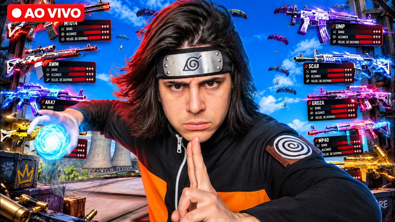 🔴 TESTANDO AS ARMAS ATRIBUTADAS! - NOVA ATUALIZA&Ccedil;&Atilde;O NARUTO - FREE FIRE AO VIVO ❤️