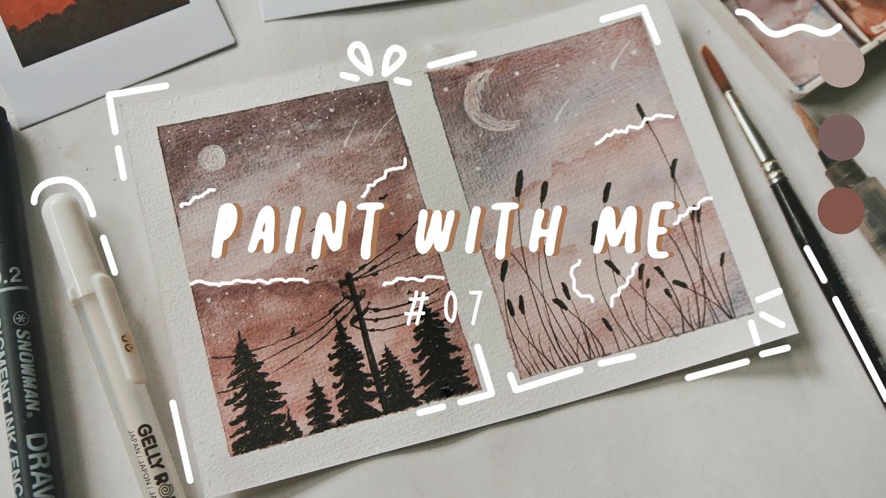 Watercolor Sky Fast Painting | Purple Sunset | Paint With Me #07 | Indonesia