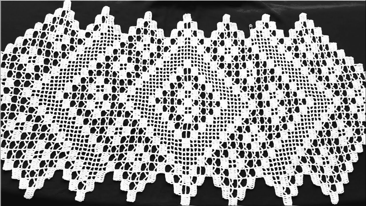 مفرش طاولة فيلي مع إمكانية تكبيره وتصغيره بالطول الذي تريدينه.الجزء2. Crochet tablecloths