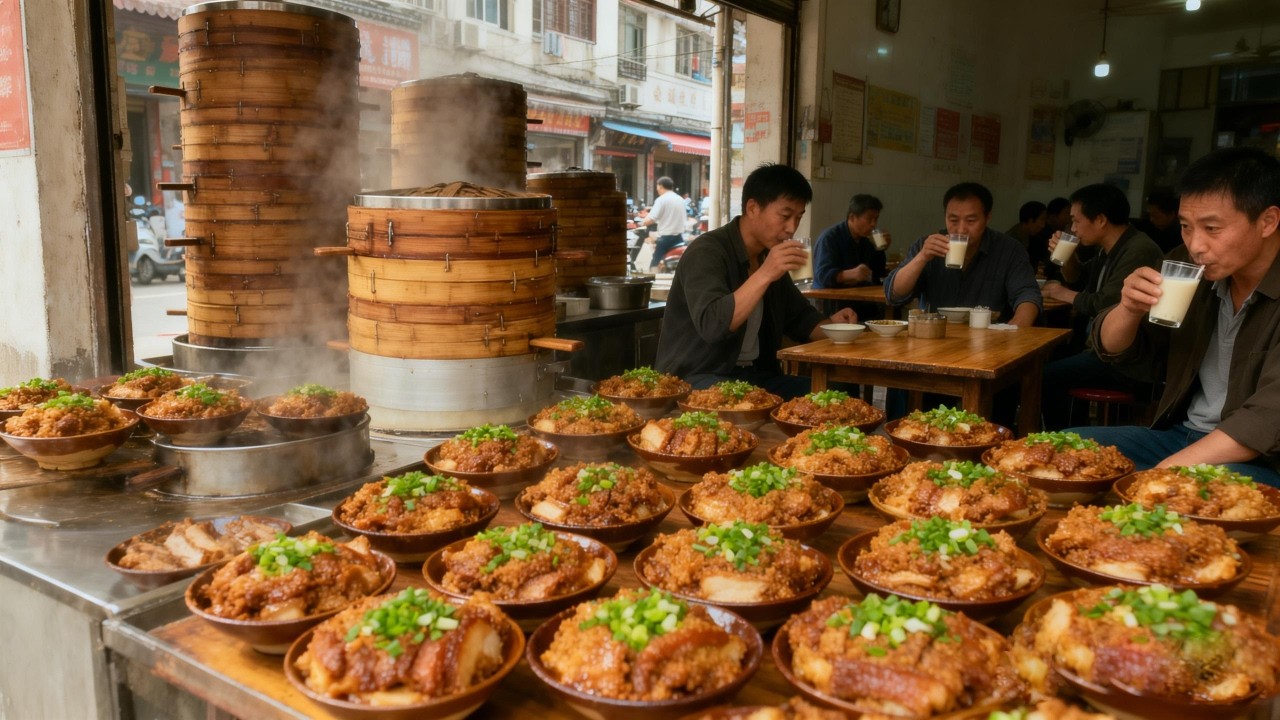 一碗糯米饭配半斤粉蒸五花肉，10元一份的硬核早餐，除了芜湖别地你吃不到【舟小九】