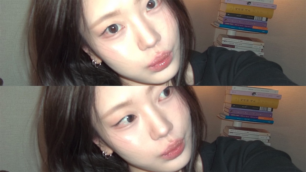 좋은 향기 날 것 같은 얼굴 여자 메이크업을 하다
