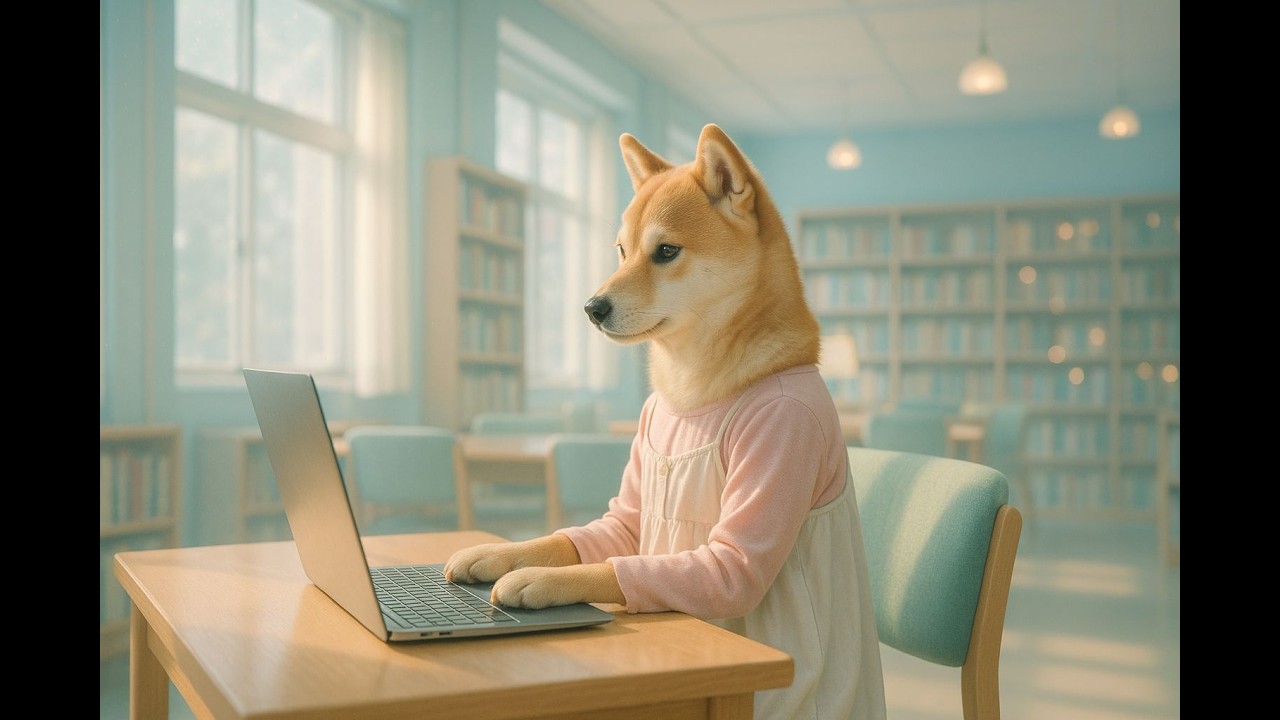 チャコ、図書館での出会い#ai動画 #ai柴犬