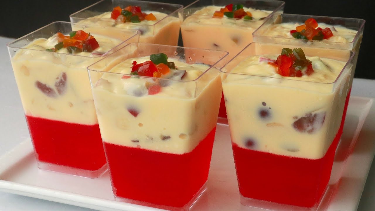 Fruit Custard,Jelly Dessert,Jelly Custard,Jello Custard Pudding,Pudding Recipe,Custard Pudding,Jello