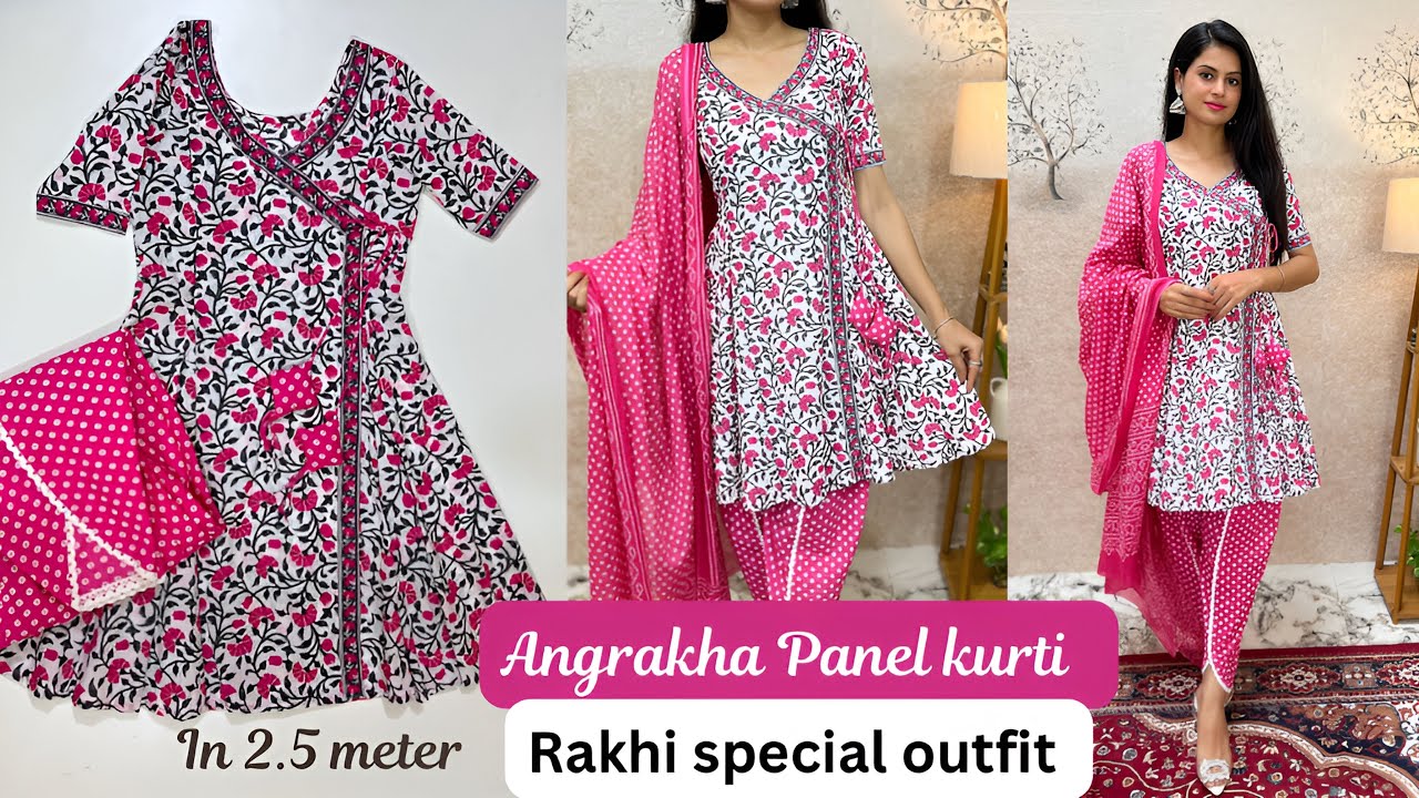 Panel Angrakha Kurti cutting and Stitching/Rakhi Special Dress Design/Trendy Kurti Design