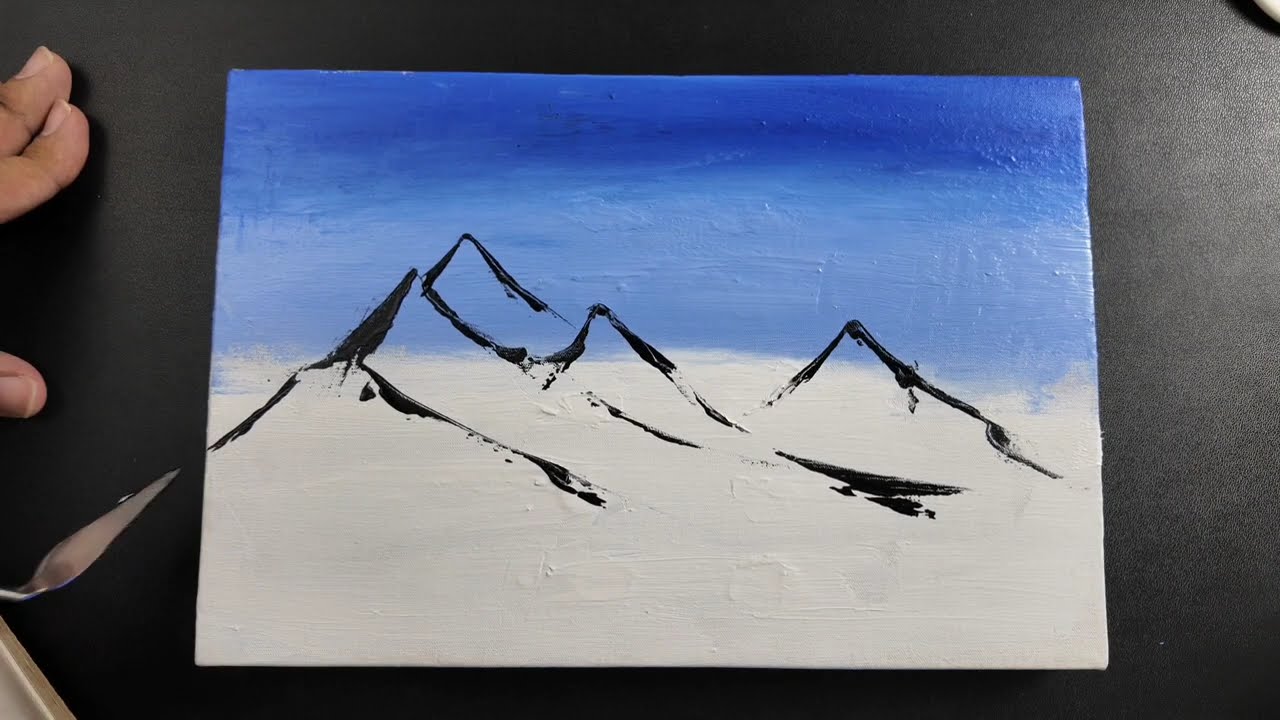 ❄️🏔️ Snowy Mountain Landscape Acrylic Painting | Winter Scenery Step-by-Step Tutorial 🎨🖌️