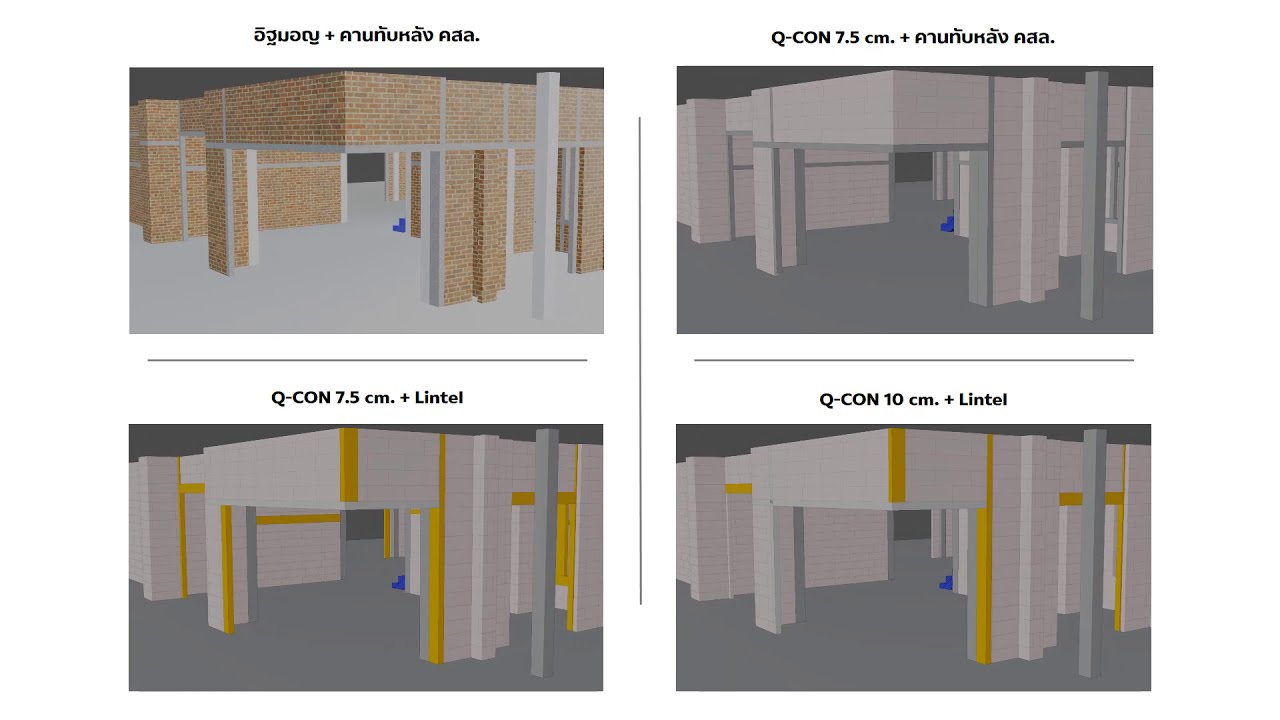 เปรียบเทียบการใช้ lintel กับผนังอิฐมวลเบาและอิฐมอญ