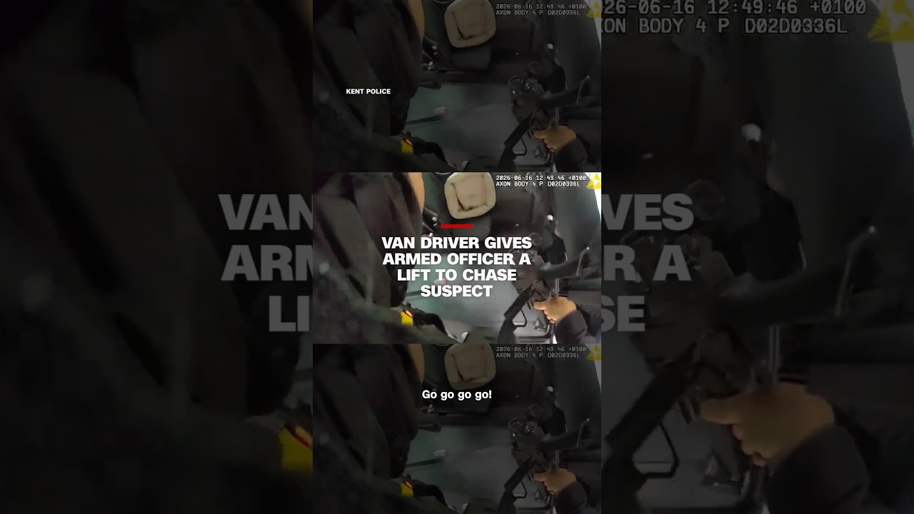 Van driver gives armed officer a lift to chase suspect