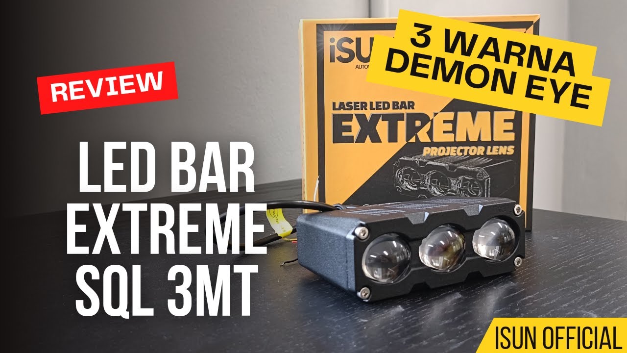 iSUN Lampu Tembak Sorot LED SQL 3 Mata EXTREME 45 Watt Demon RGB 9-80V Universal Arus DC Motor Mobil