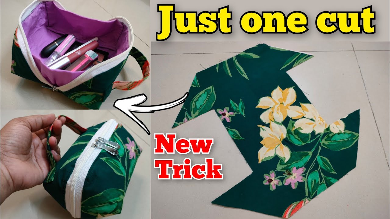 Just one cut and storage box is ready/ Makeup pouch/ handbag cutting and stitching/ Zipper Organizer