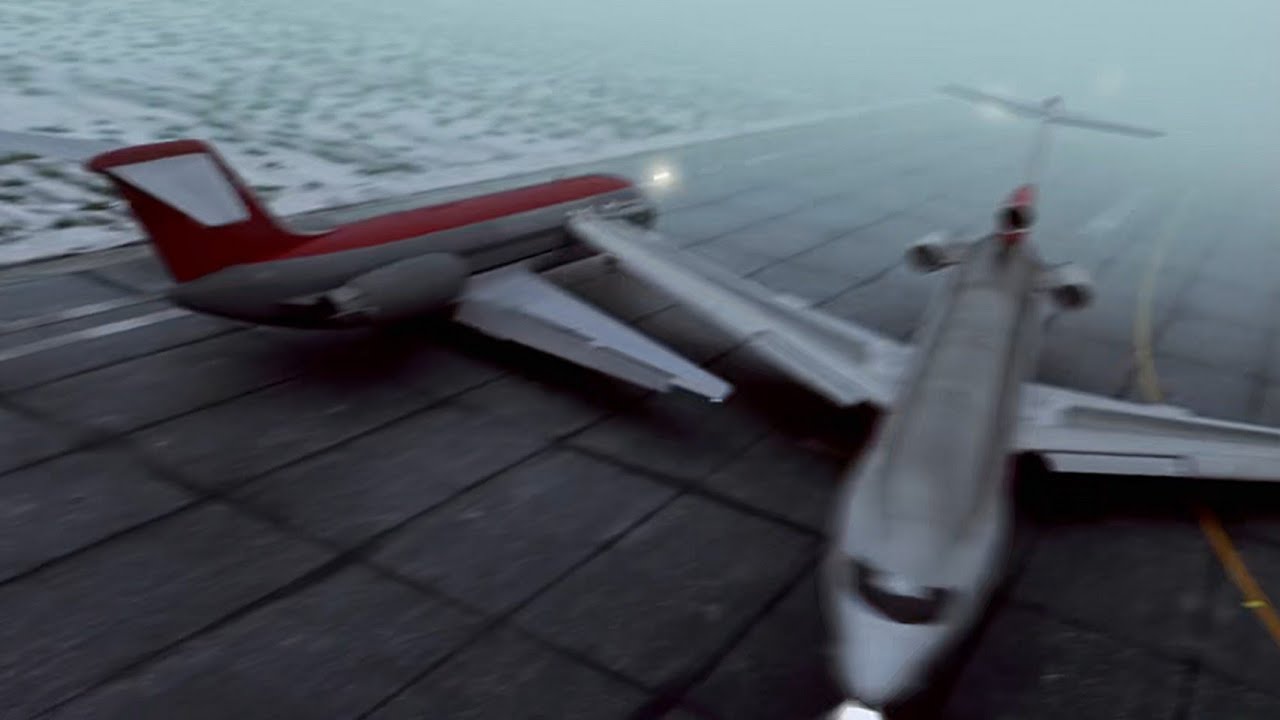1990 Wayne County Airport runway collision - Animation