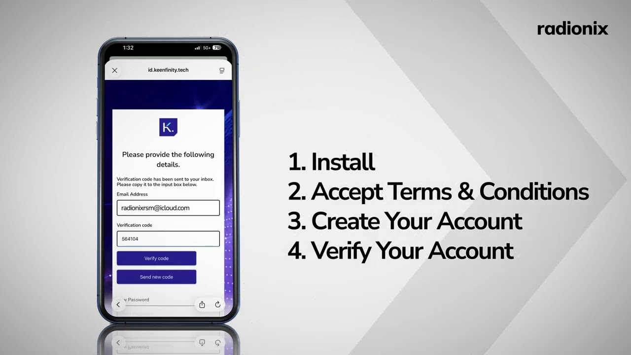 Radionix Remote Security Manager:  Login