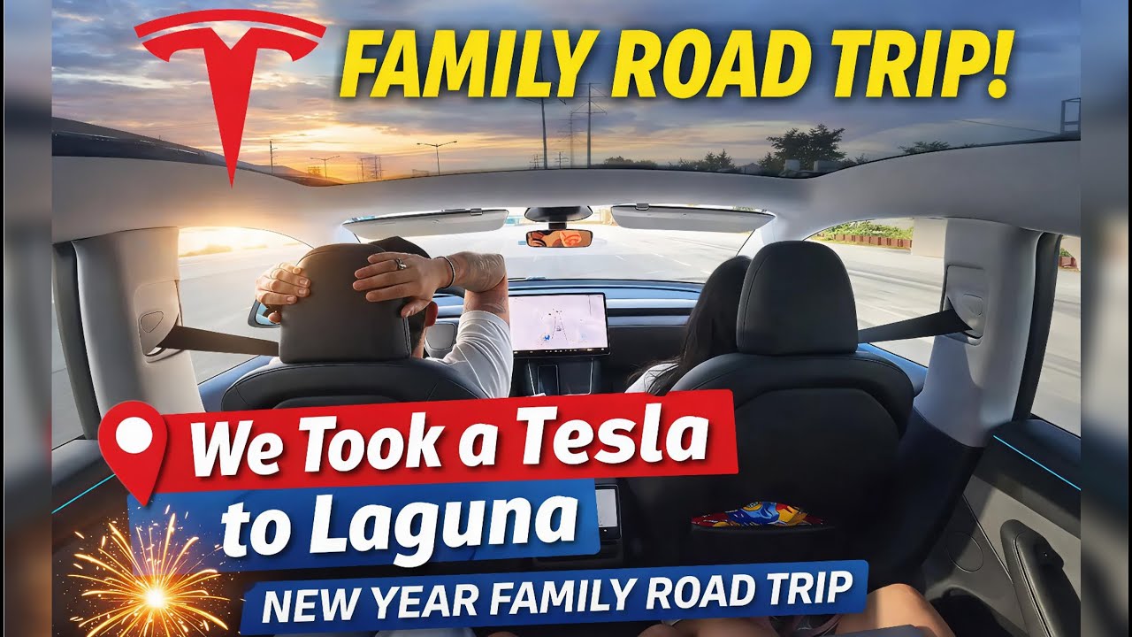 We Took a TESLA to Laguna | New Year Family Road Trip #teslamodelY
